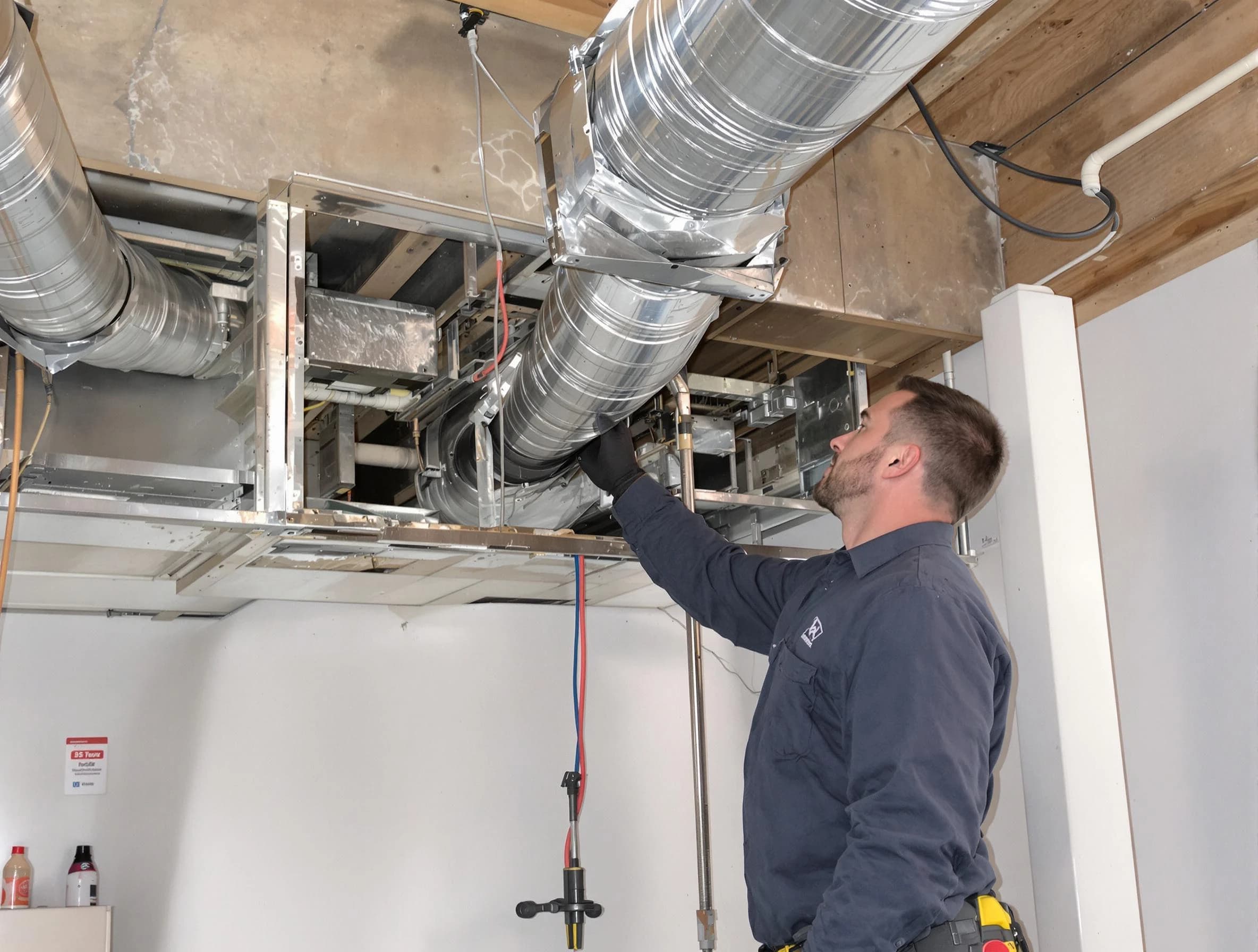 Jasper Air Duct Cleaning technician performing professional air duct repair using specialized tools in Jasper