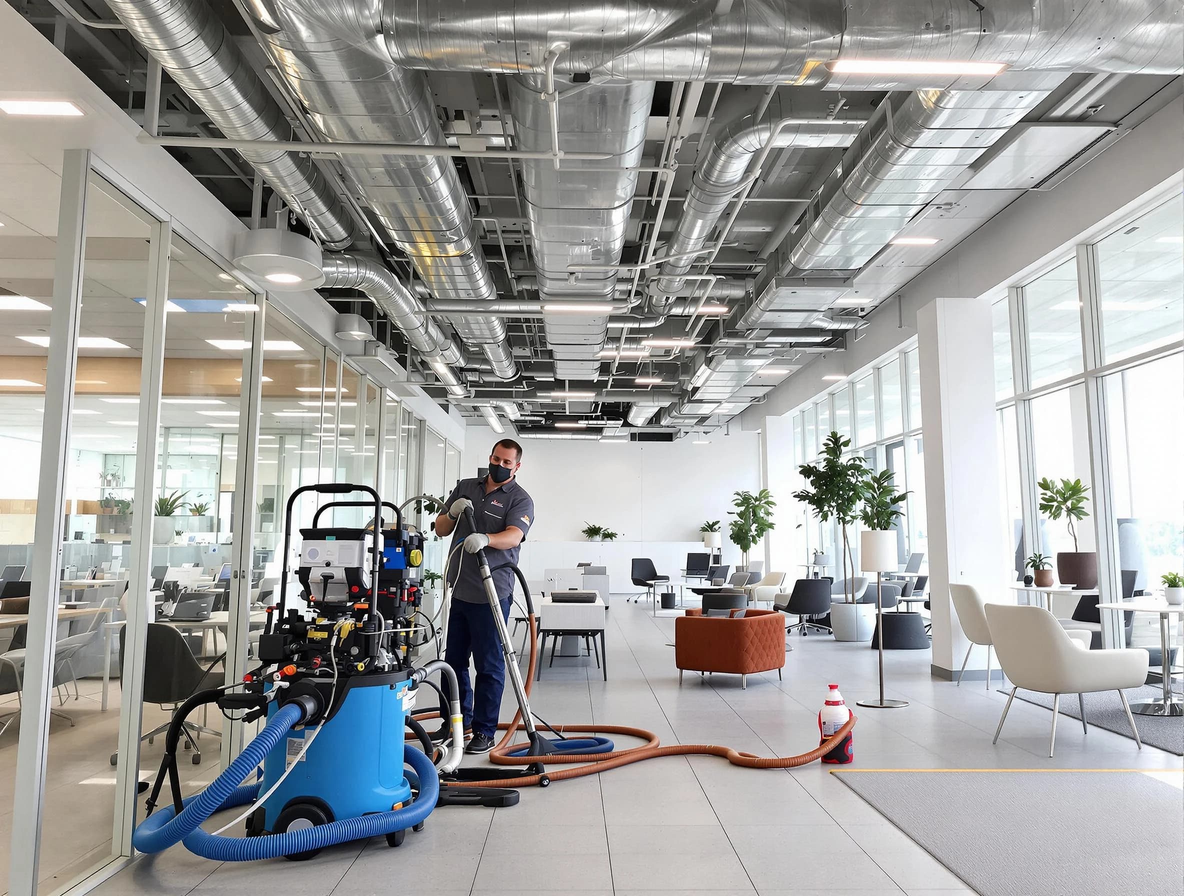 Jasper Air Duct Cleaning team conducting comprehensive commercial duct cleaning at a business location in Jasper