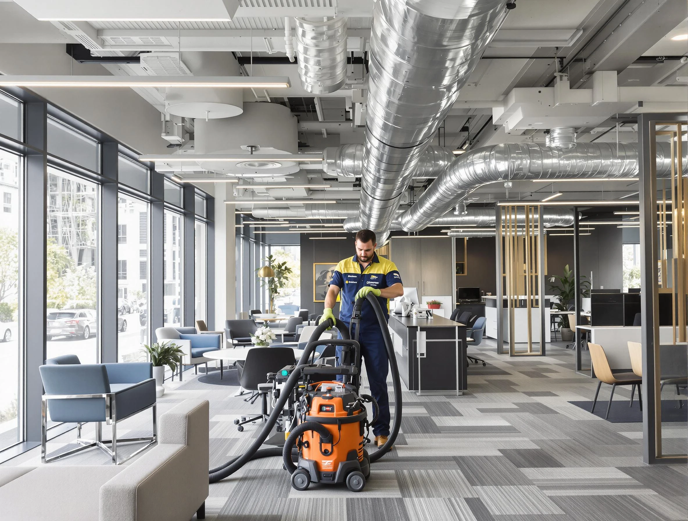 Jasper Air Duct Cleaning team performing thorough commercial duct cleaning at a Jasper business center